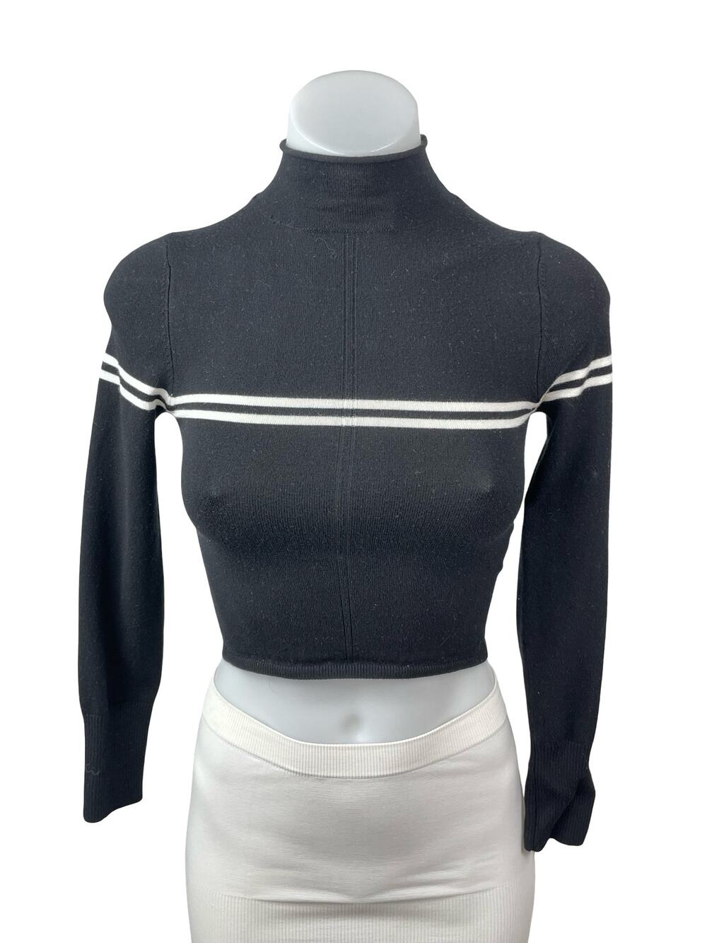 Urban Outfitters Angelo Striped Mock Neck Long Sleeve Crop Jumper Sweater Top XS